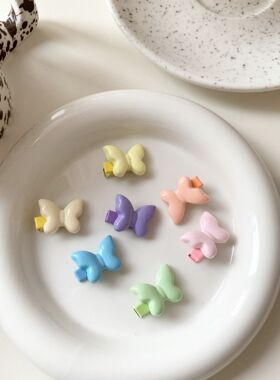 可爱甜美糖果色蝴蝶点缀小发夹少女边夹日韩碎发卡子刘海夹发饰