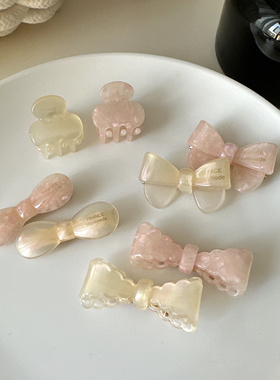 人鱼醋酸小发卡小抓夹可爱少女樱花粉色蝴蝶结发夹刘海夹碎发边夹