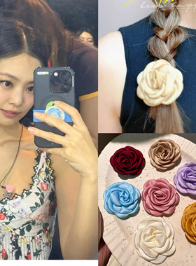 Jennie同款红色玫瑰花发夹女复古花朵侧边夹发饰刘海夹网红鸭嘴夹