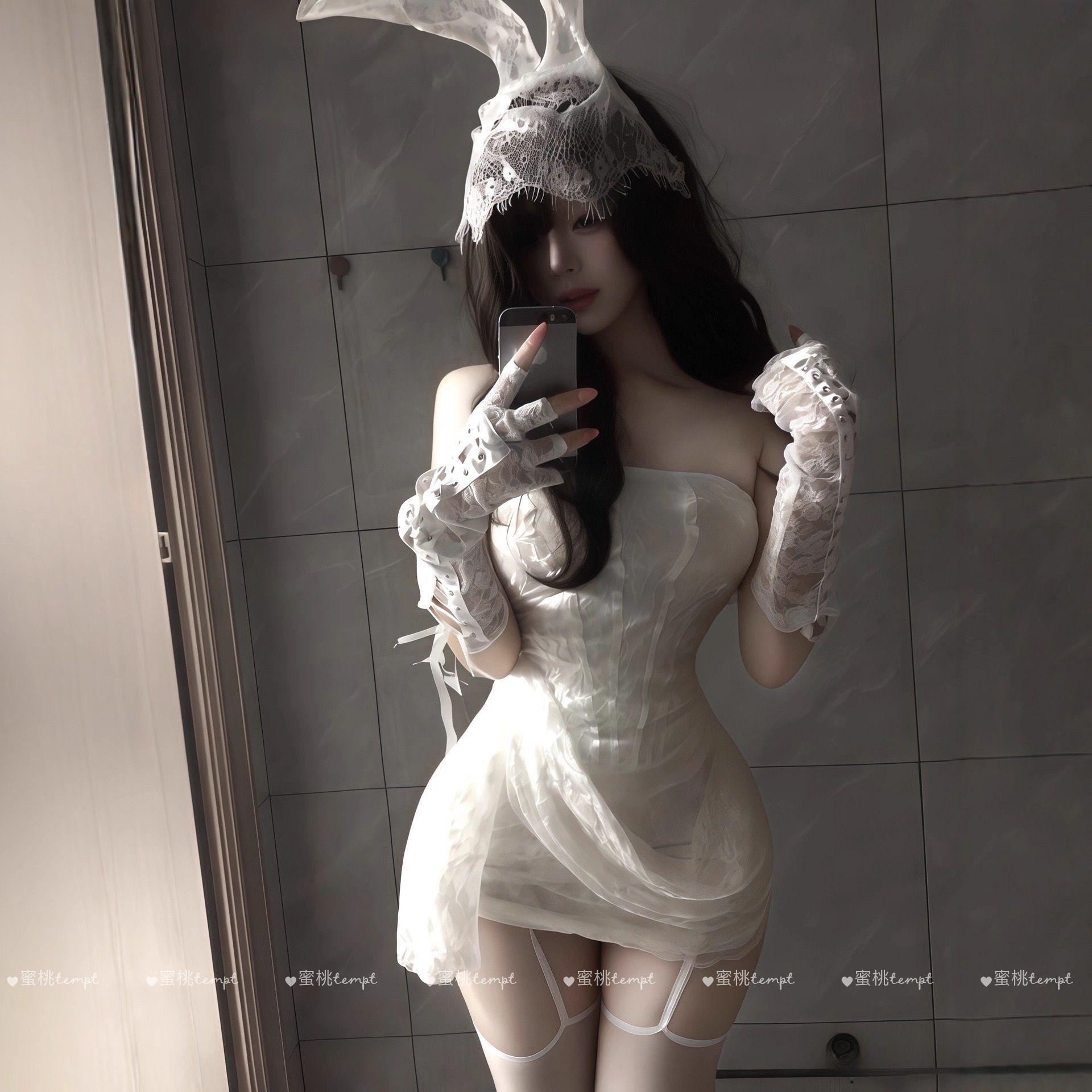 蜜桃tempt【蕾丝兔姬】cos兔女郎修身连衣裙性感抹胸包臀万圣绑带,女装/女士精品,酒店工作制服,淘宝优惠券,粉丝福利购,淘宝优惠卷