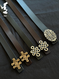 纯牛皮蒙古族元素蒙古袍腰带腰链腰挂腰饰挂饰合金流苏马甲饰品女