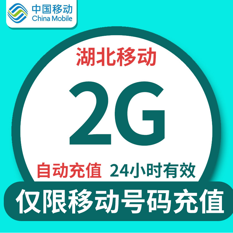 湖北移动流量充值2G日包全国通用自动充值24小时有效 不可提速