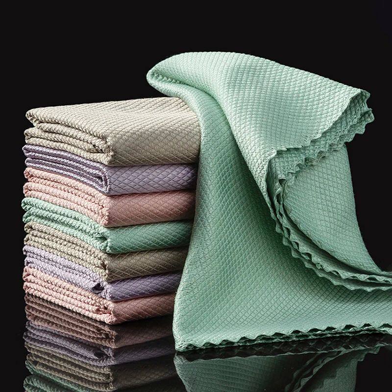 10pcs Microfiber Glass Cleaning Cloth Rag Lint-Free For Wind