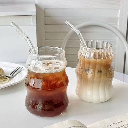 Glass Tumblers Cups With Straw Mason Jar Clear Juice Coffee