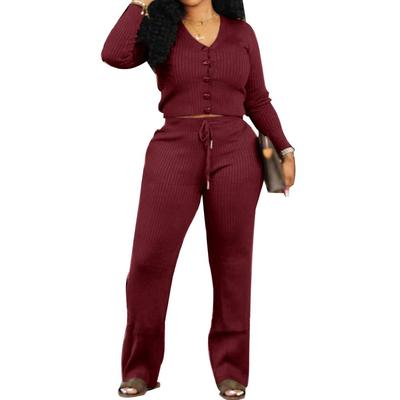 knitting pantstwo hooded femme women jogging ensemble waist