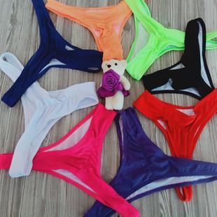 Color Solid Briefs Bottoms Thong Pleated Swim Women Bikini
