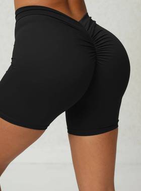 No embarrassing line yoga shorts back waist tight peach