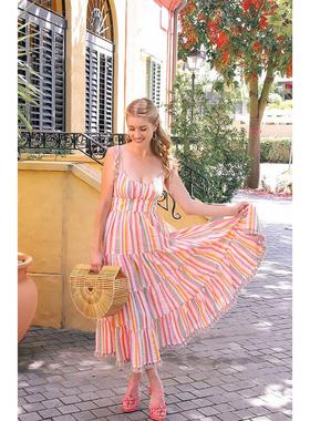 dress flowy long beach holiday summer detail shirred print