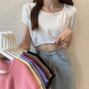 chic -shirts for women solid all-match summer korean sweet