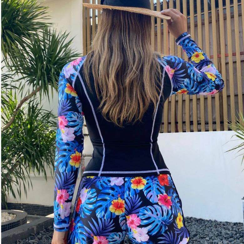 women swimsuit sleeve long shorts boxer suit diving
