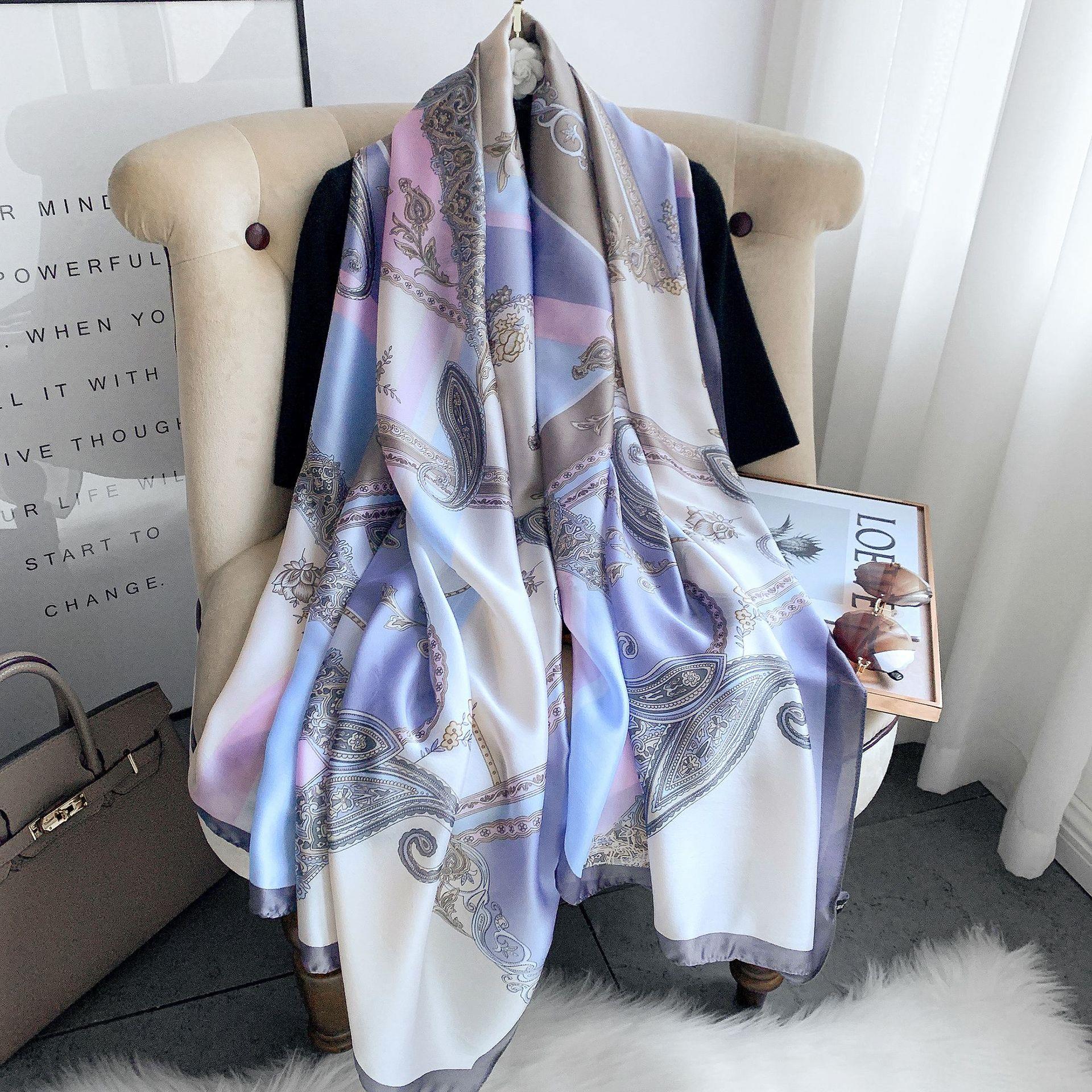 Sunscreen silk scarf imitation womens cashew long shawl