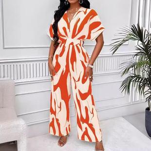 elegant womens jumpsuits short-sleevedwide leg jumpsuit