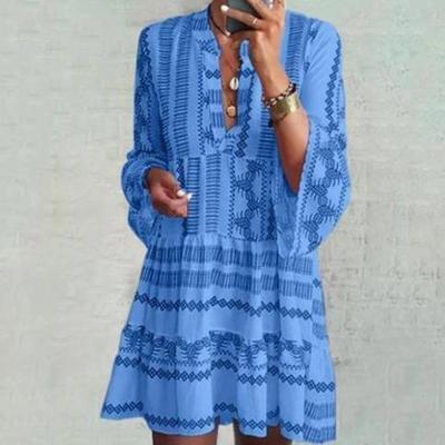 Bohemian trumpet sleeve stand collar nine-point sleeve