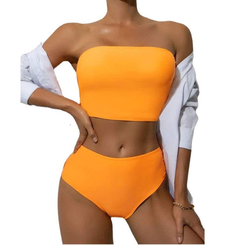 Swimsuit two-piece tube top bikini sexy high waist swimsuit
