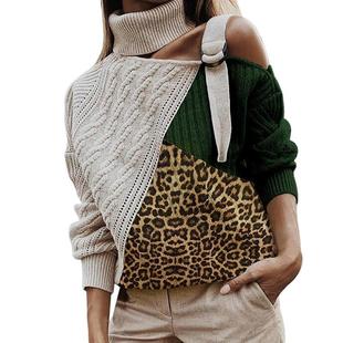 Women Print Knitted Fashion Sweater Womens Leopard