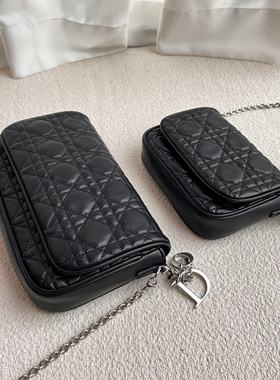 进口胎羊皮woc全钢五金链条小包里外全皮女包绣花mini单肩斜挎包