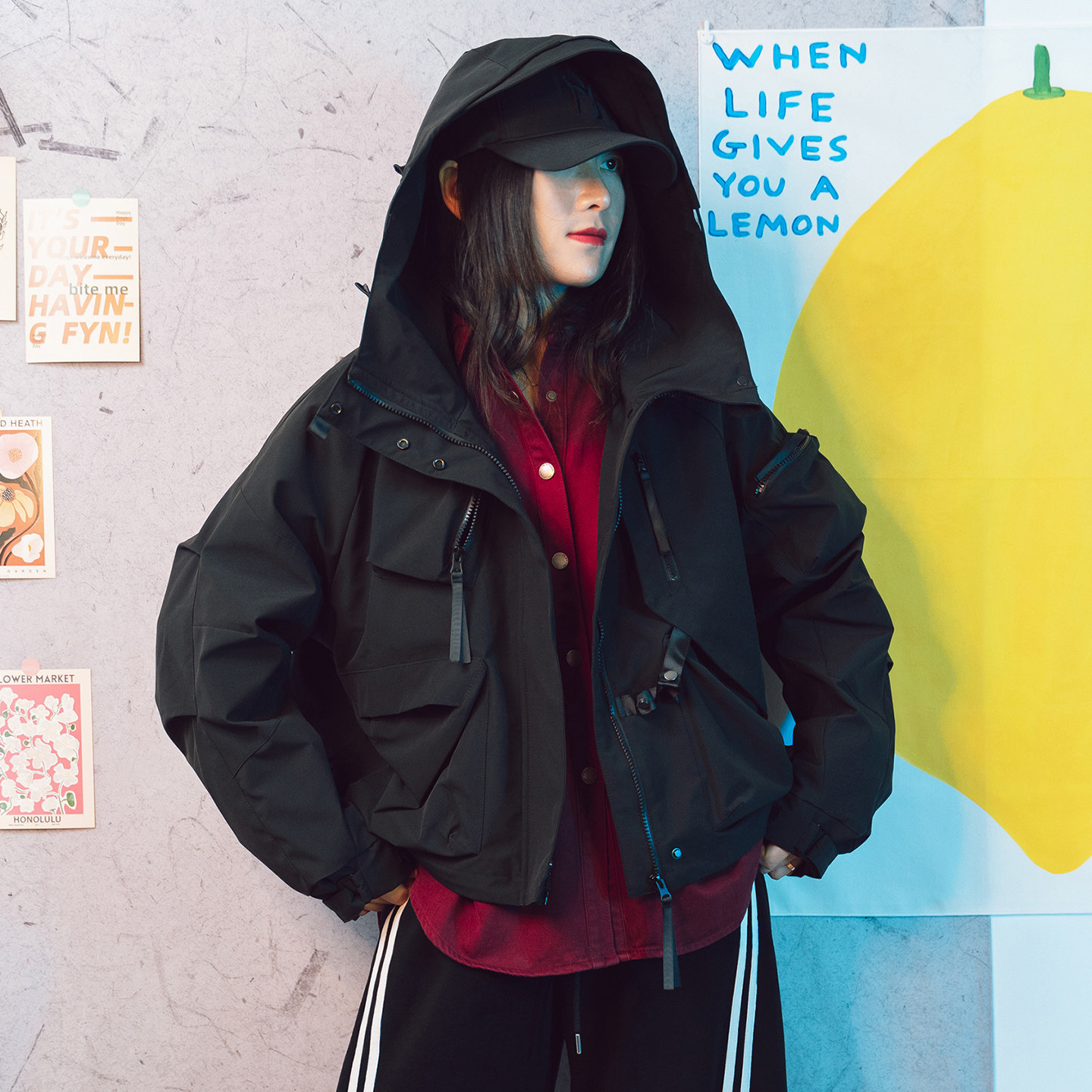 2025秋冬潮牌拓谷炸街短款厚夹克连帽外套工装男女宽松韩式