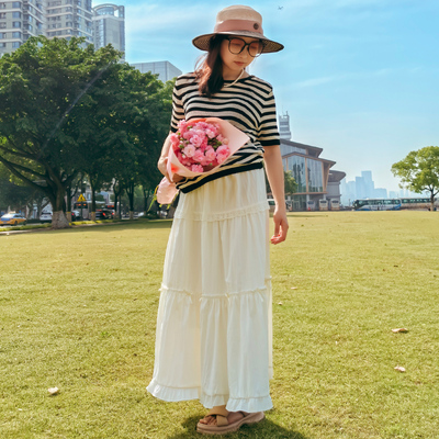 2025秋季新款蛋糕裙小蝴蝶裙半身裙文艺长裙仙女裙蓬蓬裙大摆裙子