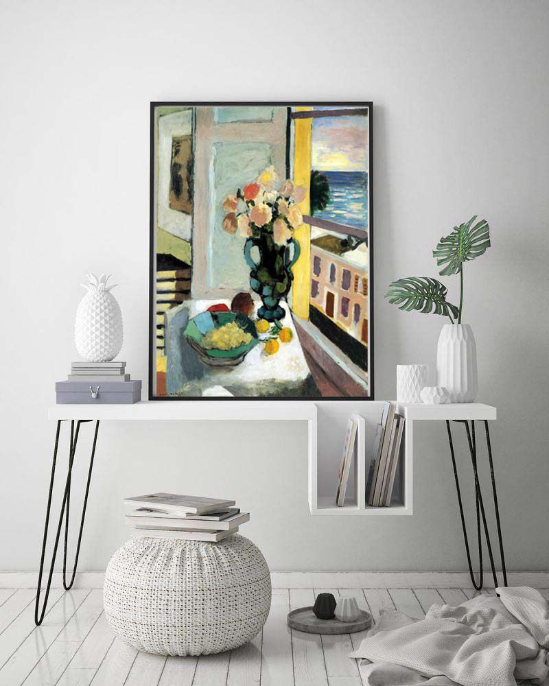 henri matisse 马蒂斯挂画野兽派简约客厅窗台鲜花装饰画电表箱