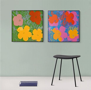 波普艺术装饰画北欧酒店客厅背景墙壁画样板间挂画安迪.沃霍尔 花