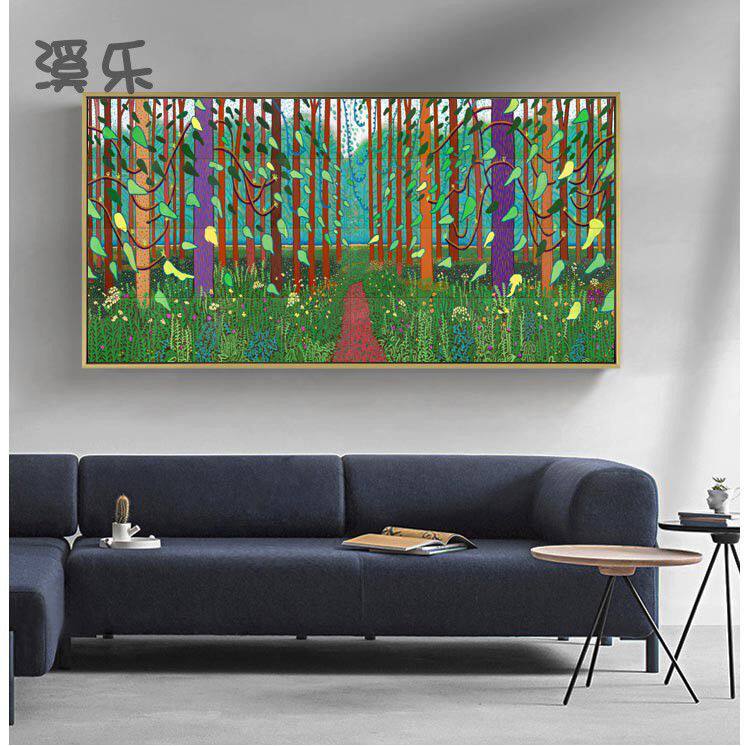 大卫霍克尼david hockne到达春天客厅装饰画北欧简约现代风景挂画