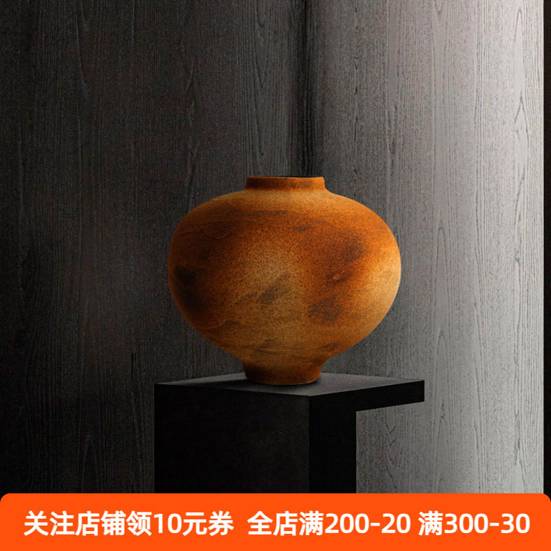 宋代美学中古日式侘寂风复古陶瓷陶罐花瓶插花艺术客厅摆件大肚圆