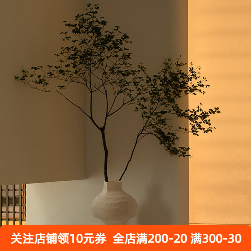 宋代美学中古侘寂风复古粗陶陶罐白色陶瓷花瓶水培落地摆件大肚高