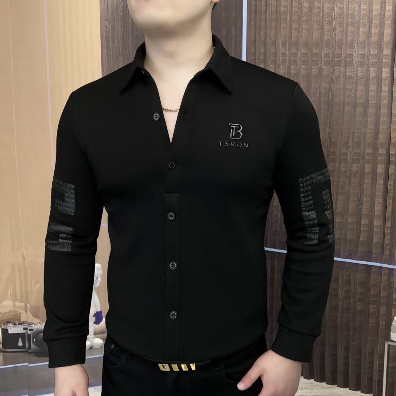 欧货冬季新款男士长袖修身翻领套头时尚青年修身韩版弹力加绒卫衣