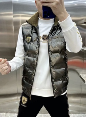 欧货站2025秋冬新款男士小蜜蜂羽绒马甲背心欧货工装加厚时尚男式