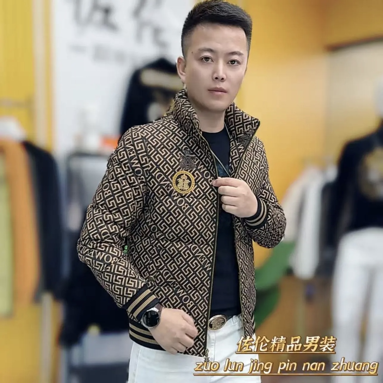 欧货冬季新款男士立领拉链羽绒服时尚潮流百搭修身弹力潮牌男装