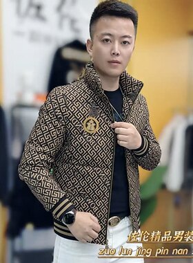 欧货冬季新款男士立领拉链羽绒服时尚潮流百搭修身弹力潮牌男装