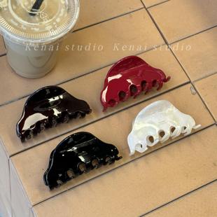 2025新款 复古红醋酸抓夹ins简约高级鲨鱼夹气质中号发抓盘发夹子