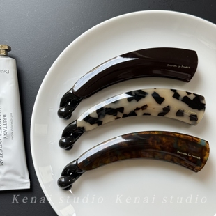 韩国进口France老钱风豹纹醋酸香蕉夹发量多高马尾竖夹法式 扭扭夹