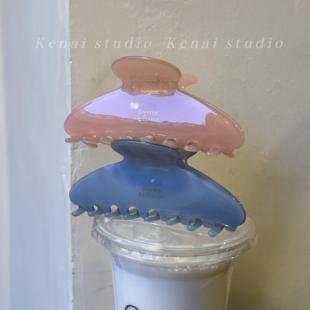 韩国ins果冻粉醋酸抓夹FRANCE法式清透大号鲨鱼夹后脑勺盘发抓夹