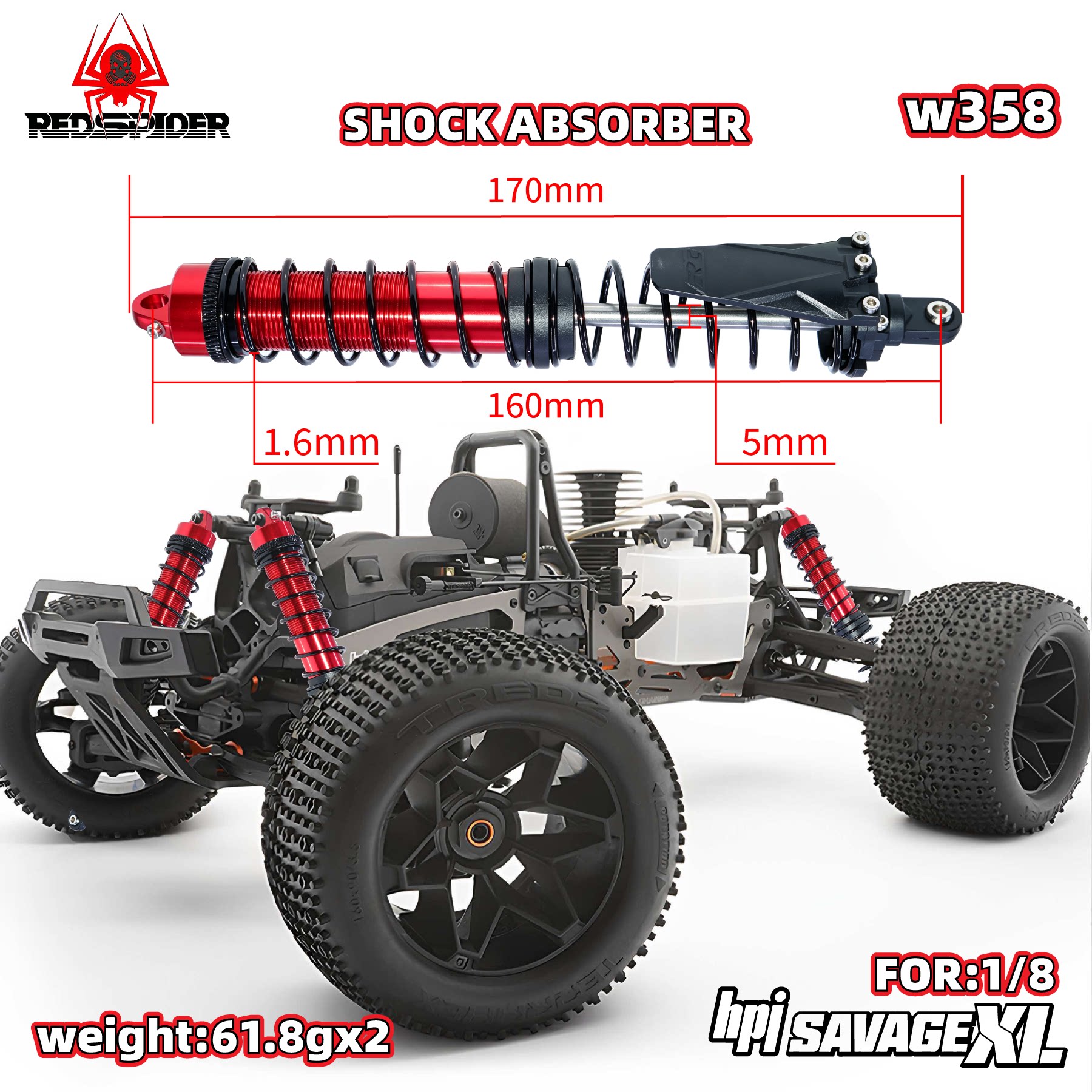 HPI大F1/8大脚SAVAGE4.6FLUX5.9XL油/电暴君油压通用避震器减震器