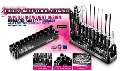 HUDY RC遥控车CNC铝工具座 199060 螺丝批/钳子/剪刀/镊子收纳架