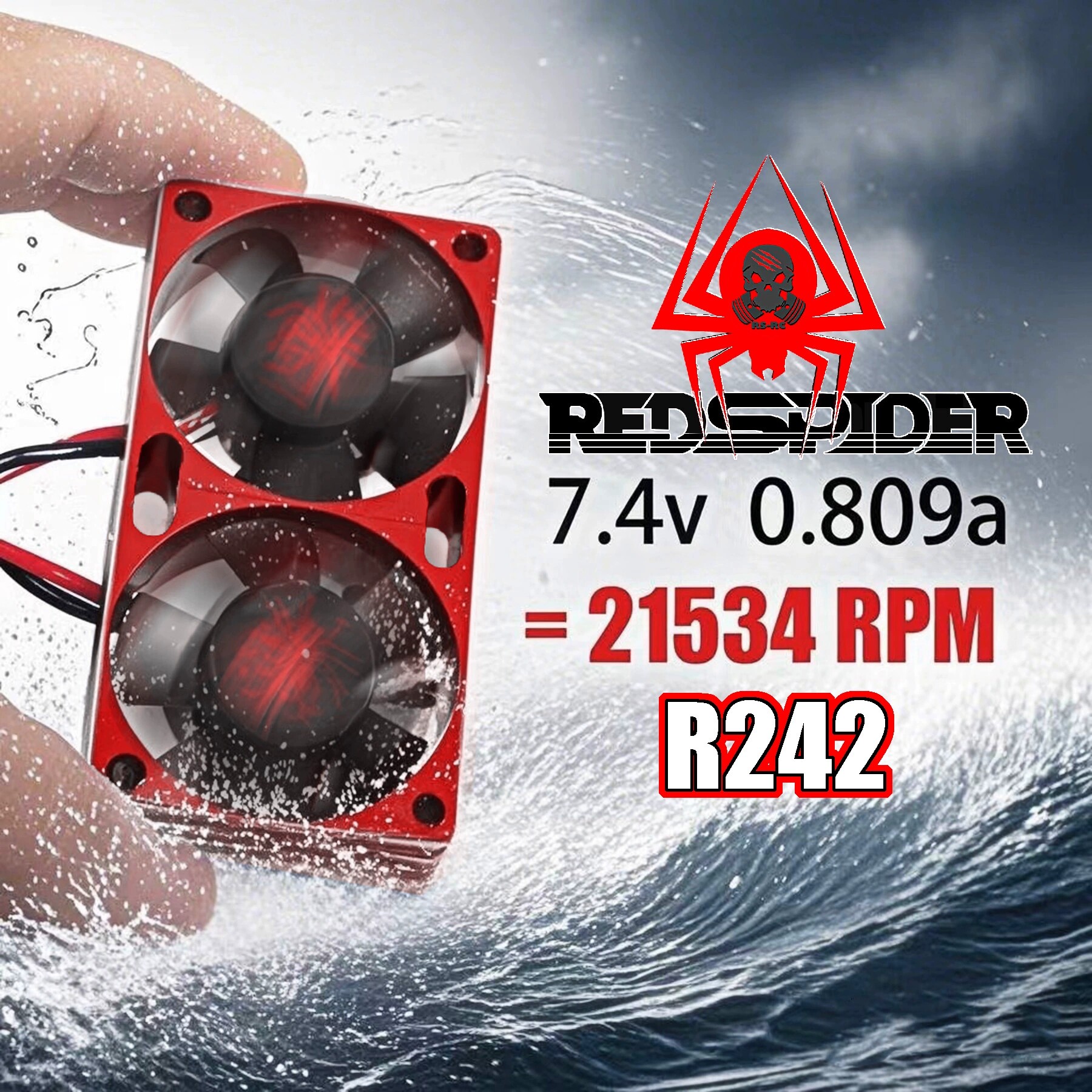 RS红蜘蛛 模型车电调马达高速散热风扇5V-8.4V金属外壳双风扇R242