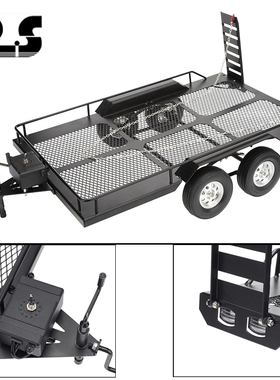 TRX4 KM2 D90 SCX10 易控1/10双轴金属拖车 攀爬车通用平板大拖车