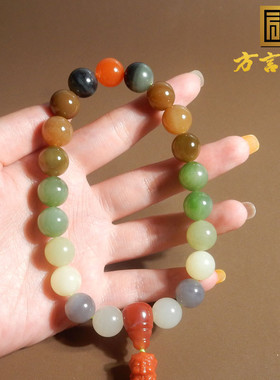 美美哒白玉烟紫碧玉南红多宝手持