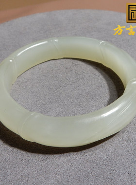 方言和田玉精品佩戴级青海料细腻细腻晴水色卡53mm竹节女士手镯X5