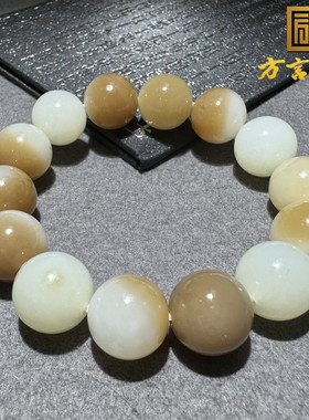 放漏高品质方言新疆和田玉且末料糖白分明油糯细腻精美15mm手串S
