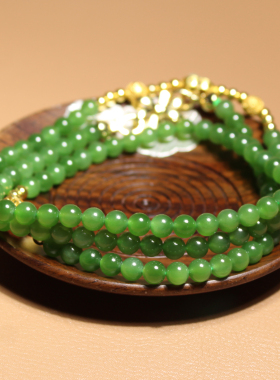 阳绿碧玉6mm圆珠项链手串