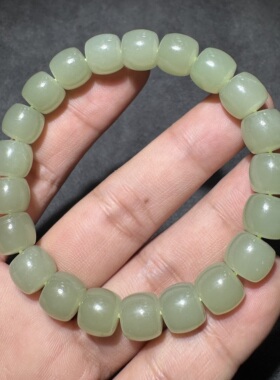 高品质方言和田玉老坑青海料晴水无结构精美10mm老型珠手串手链S