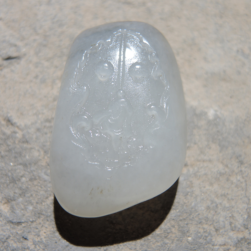 美美哒方言和田玉新疆老熟羊脂白玉底青花籽料独籽雕刻悟道吊坠O