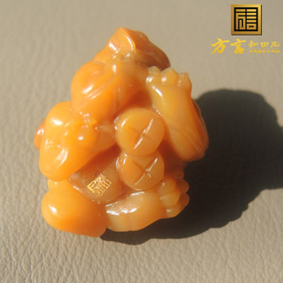 福利了方言品牌和田玉珍稀黄色名品玉黄玉籽料貔貅吊坠子戒指面R