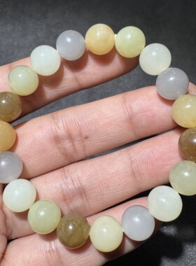 方言和田玉老熟新疆且末料糖玉黄口老坑青海料烟紫白玉10mm手串S