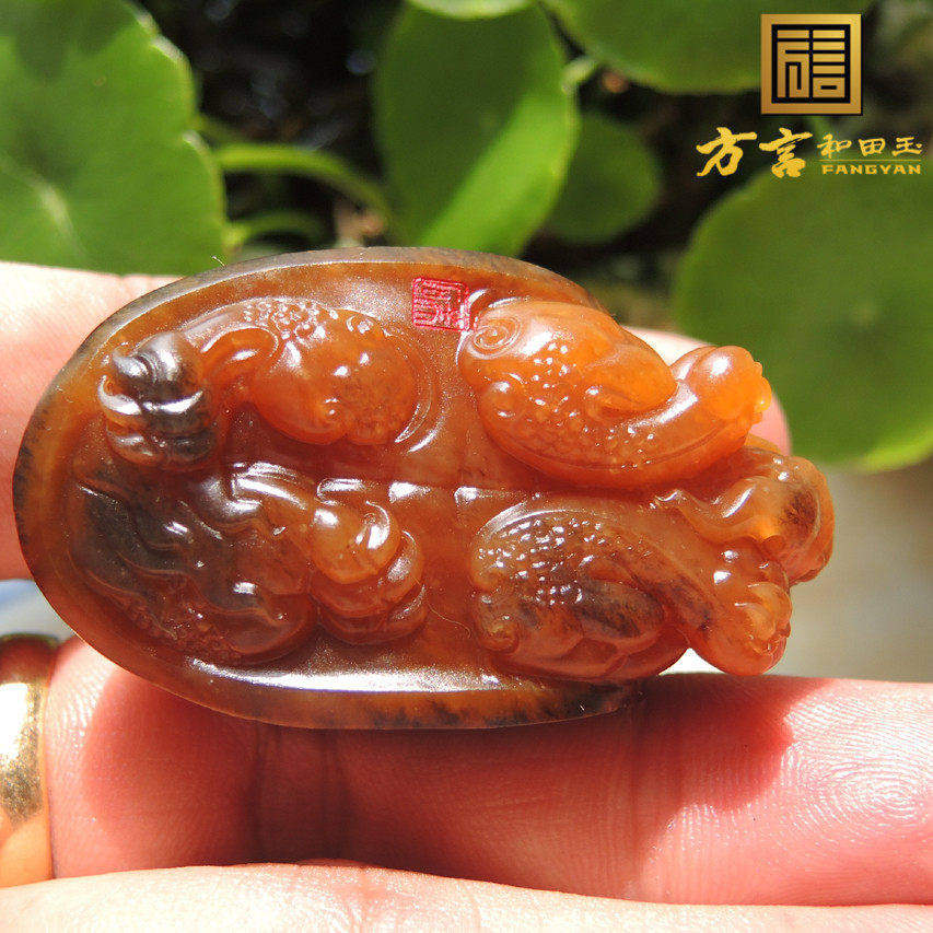 方言罕见老土大红皮独颗栗子黄老熟黄玉籽料吊坠原石龙龟手把件R