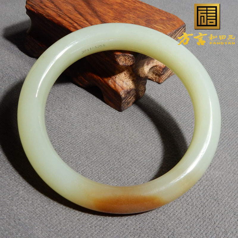 方言和田玉新疆且末老坑料红糖白玉温润细腻内径55mm女士手镯子w5