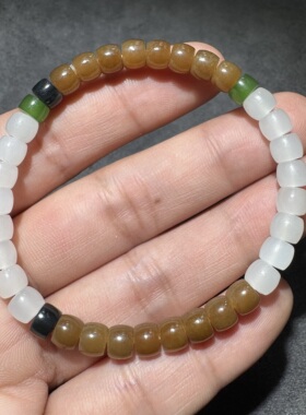 美哭了方言和田玉老熟新疆且末料高品质羊脂白玉红糖6mm药片手串S