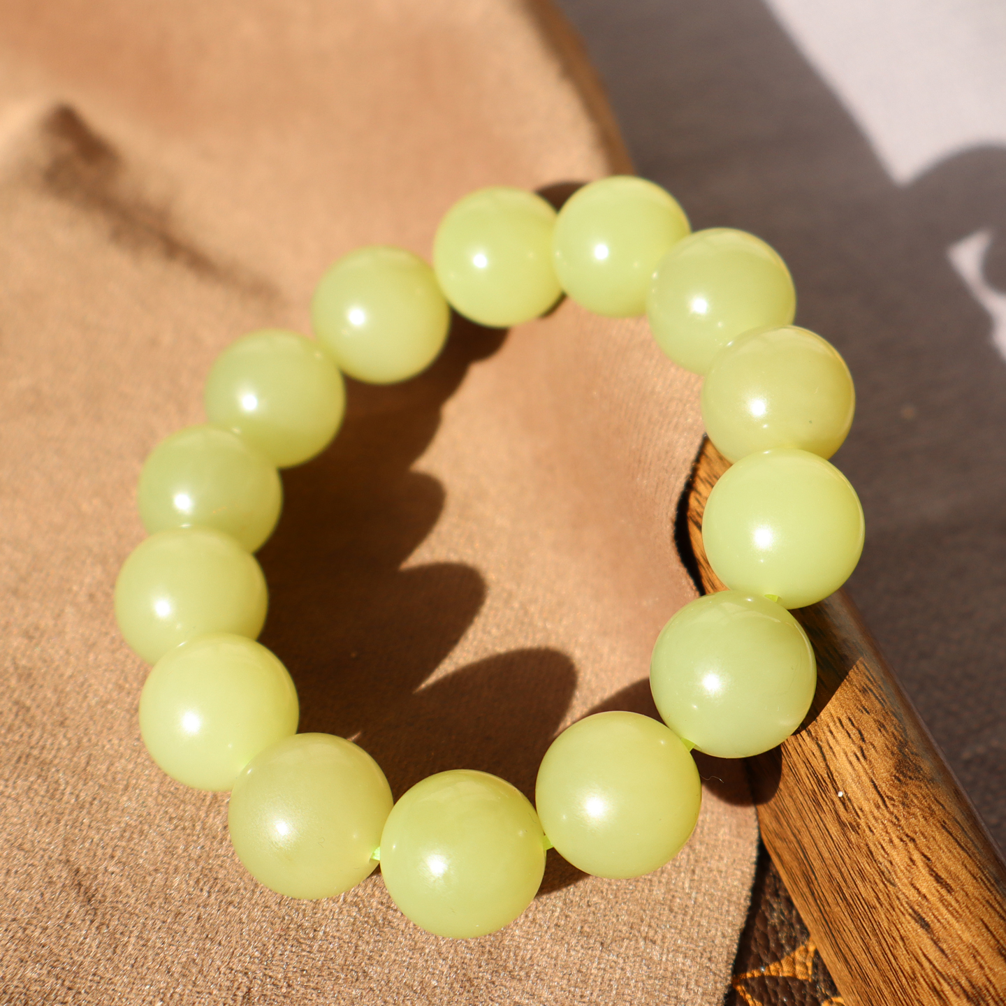 新疆且末老料姜黄口16mm圆珠手串